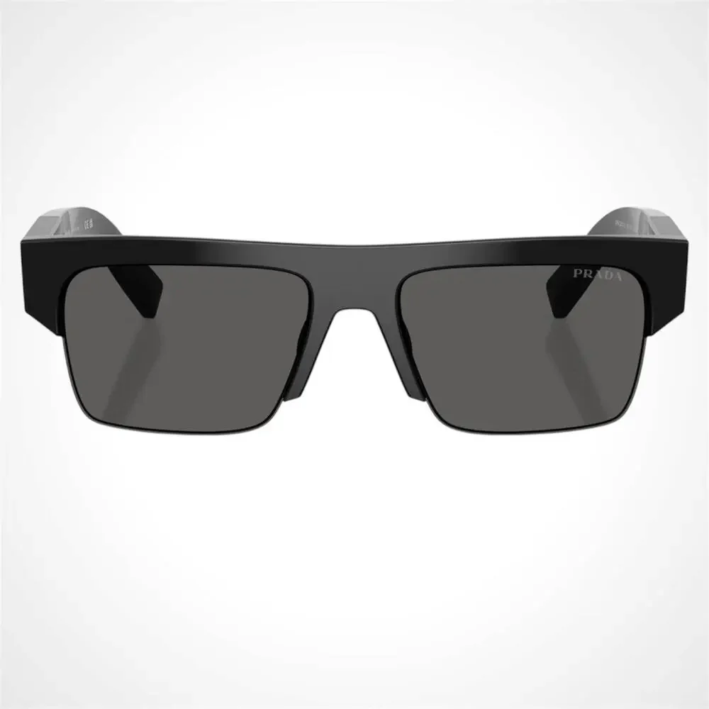 New PRADA Sunglasses Black Square Letter Logo Mens 55-18-145mm - Picture 2 of 5